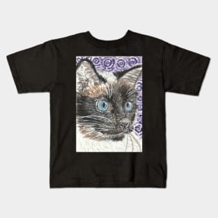 Siamese cat  face  blue eyes Kids T-Shirt